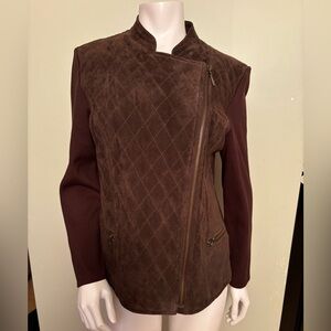 Women's leather/suede and quilted fabric jacket